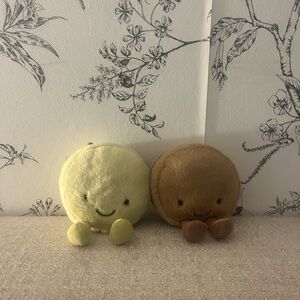 Jellycat brown and green macarons